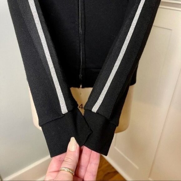 Victoria’s Secret Pink Sequin Floral Bling Zip Front Jacket Hoodie Small - Picture 6 of 13